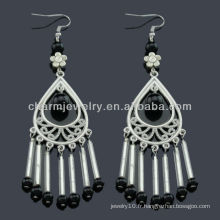 Boucles d&#39;oreille en argent antique antiquité avec pierres Jet Black SE-010